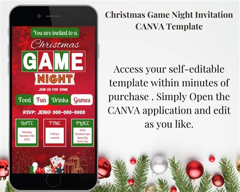 Digital Christmas Game Night Invitation Template, Christmas Game Night Invite, Family Game Night ...