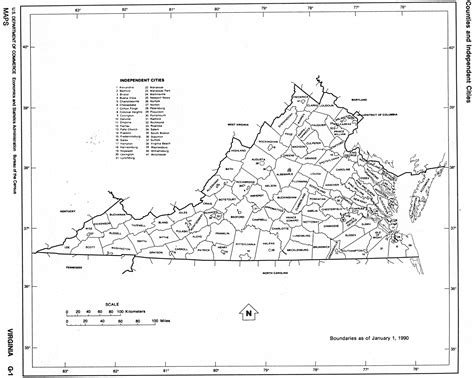 Virginia State map with counties location and outline of each county in ...