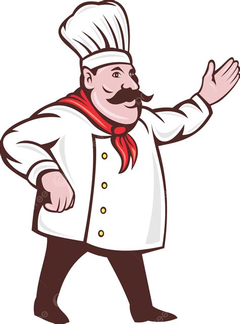 Cartoon Italian Chef With Mustache Hat, Cartoon, Hand, Standing PNG ...