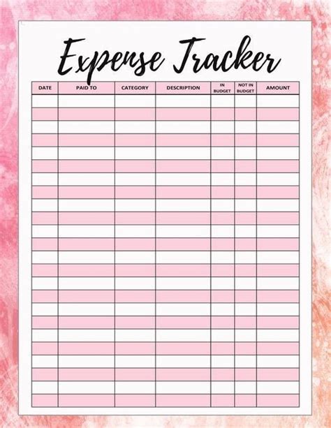 Expense Tracker Template Printable