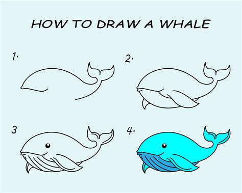 Step by step to draw a Whale. Drawing tutorial a Whale. Drawing lesson ...