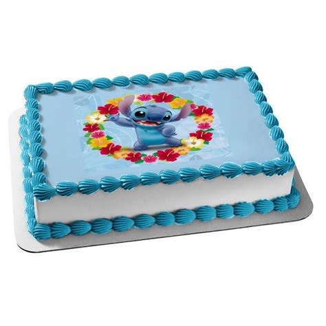 Disney's Stitch with Flowers Edible Cake Topper Image for Custom Cupcake Decorations - Walmart.com