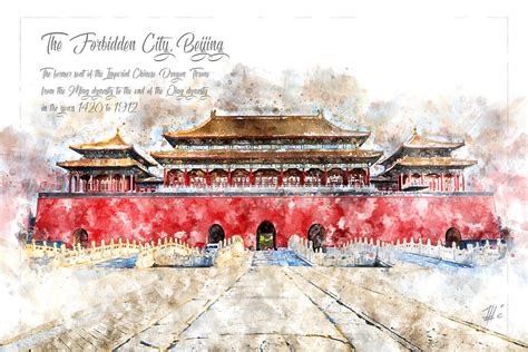 Forbidden City, Beijing, Watercolor Painting by Raceman Decker | Pixels