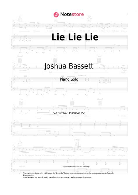 Lie Lie Lie piano sheet music Joshua Bassett in Note-Store.com | Piano ...