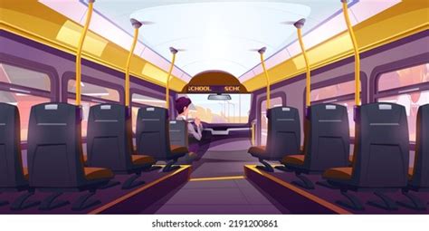 Cartoon School Bus Interior Driver Inside Stock Vector (Royalty Free ...