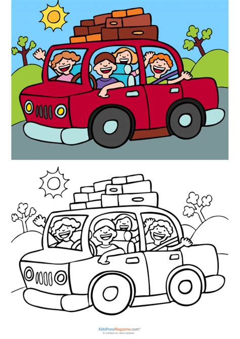 Match Up Coloring Pages – Road Trip - KidsPressMagazine.com