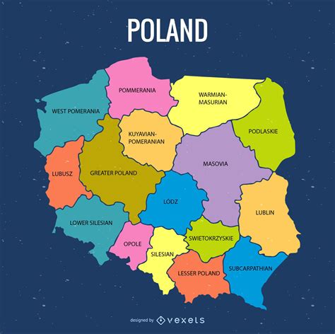 Colored Poland Administrative Map Vector Download