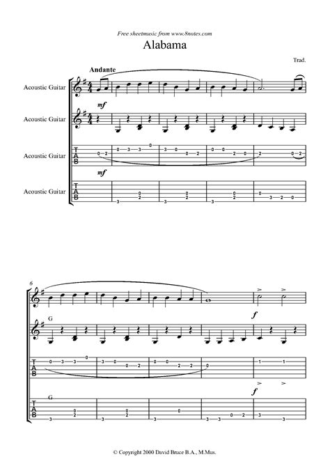 Alabama Sheet music for Guitar Duet - 8notes.com