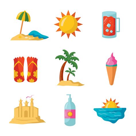 Summer Beach Icons 23490380 Vector Art at Vecteezy