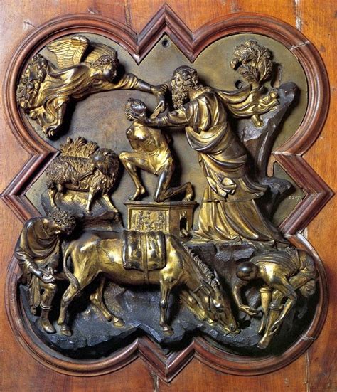 SACRIFICE OF ISAAC, Bronze with gilding by Filippo Brunelleschi (1401-1402) - My Daily Art