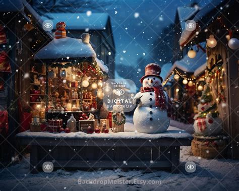 Snowman Backdrop Digital Download Photoshop Overlays, Christmas ...