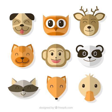 Große Emoticons mit niedlichen Tiere | Download der kostenlosen Vektor