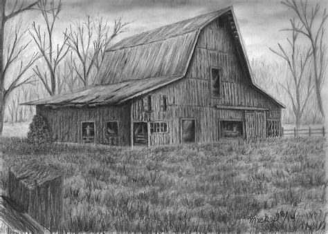 Old Barn Drawing by Mickael Bruce | Fine Art America