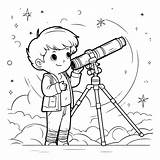 Premium Vector  Cute Little Boy Looking Through A telescope For sketch template