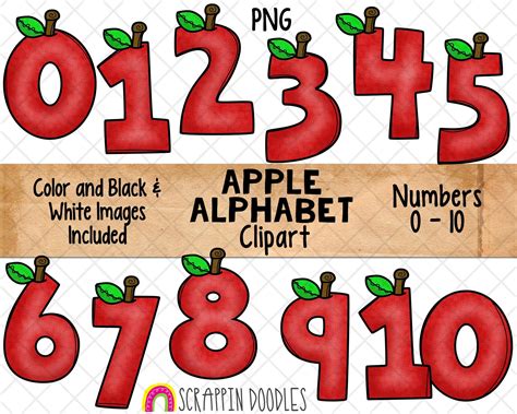 Apple Alphabet Clipart Apple Letters Clip Art Numbers PNG Graphics Math ...