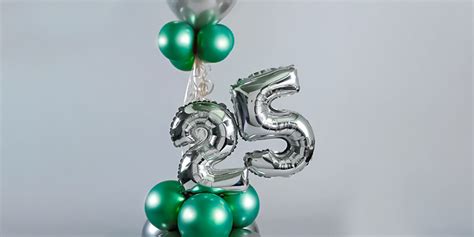 Green & Silver Number 25 Balloon Bouquet | Balloon Decoration in Bangalore | TogetherV