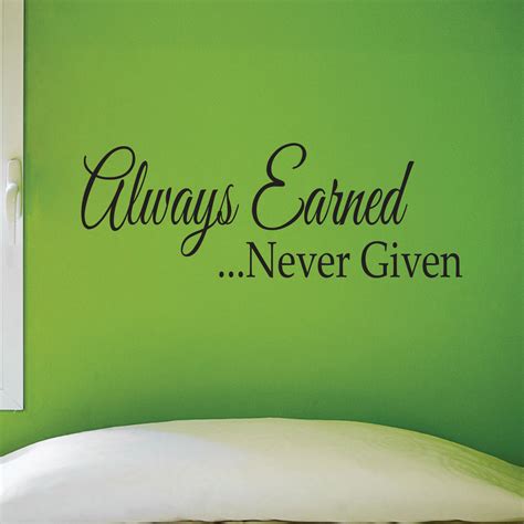 Always Earned, Never Given, Wall Decal, 0223, Motivational Quote – Wall ...