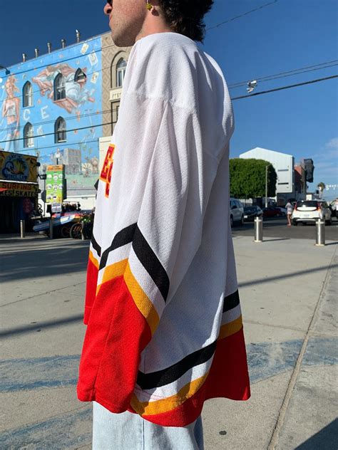 Flames Embroidered Colorblock Hockey Jersey | Boardwalk Vintage