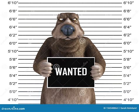 3D Rendering of an Angry Cartoon Bear in a Mugshot Stock Illustration ...