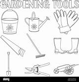 Black And White garden Icon Set 9 Elements Coloring Book Page For  sketch template