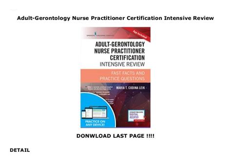 Adult-Gerontology Nurse Practitioner Certification Intensive Review