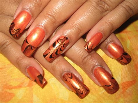 My Simple Little Pleasures: NOTD: Halloween Orange & Black French Tip Water Marble + Tutorial