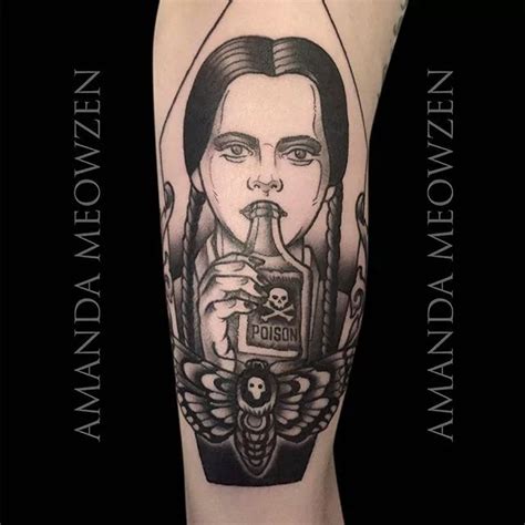 Wednesday Addams Tattoo by Amanda Meowzen #AmandaMeowzen #Wednesday #Addams #AddamsFamily ...