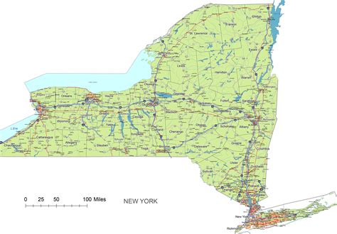 New York State vector road map | Printable vector maps