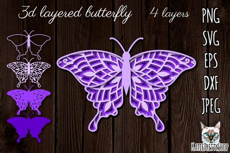 3d layered butterfly svg, multilayered SVG, laser (1271122)