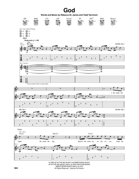 God by Rebecca St. James Sheet Music for Guitar Tab at Sheet Music Direct