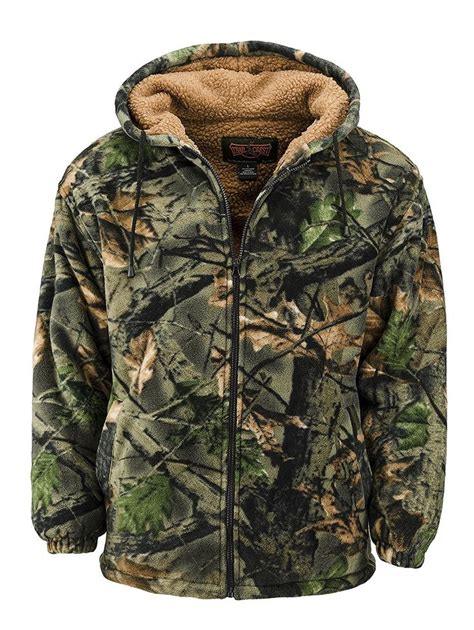 Men's Sherpa Lined Fleece Camouflage Hunting jacket - CD11JLBBJMT ...