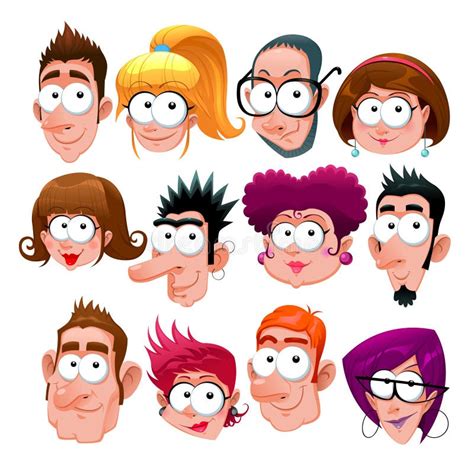 Funny faces stock vector. Illustration of cartoon, glasses - 50981249