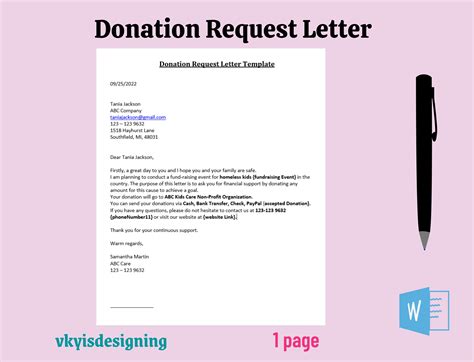 Simple Donation Letter Sample Pdf