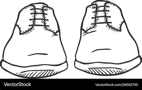 Sketch - pair classic men shoes front view Vector Image