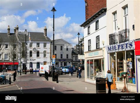 Stowmarket small market town centre high street shops Suffolk England uk GB Stock Photo - Alamy