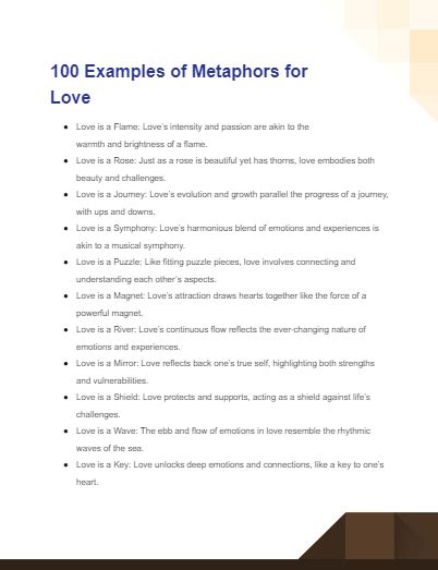 Metaphor for Love - 99+ Examples, How to Write, PDF, Tips