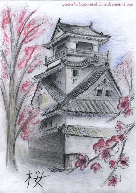 Japanese Temple Drawing at GetDrawings | Free download