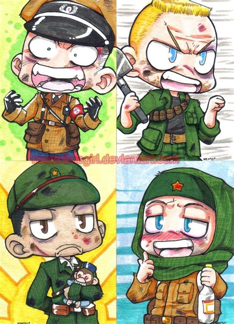 Richtofen Dempsey Takeo and Nikolai in chibi form Arte Zombie, Zombie ...