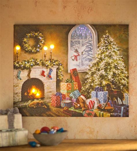 LED-Lighted Holiday Canvas Wall Art - Christmas Visit | Wind and Weather