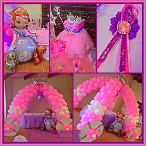 this is a collage of photos with balloons and princesses on it, including an arch