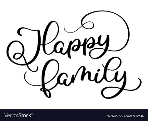 Happy family text on white background hand drawn Vector Image