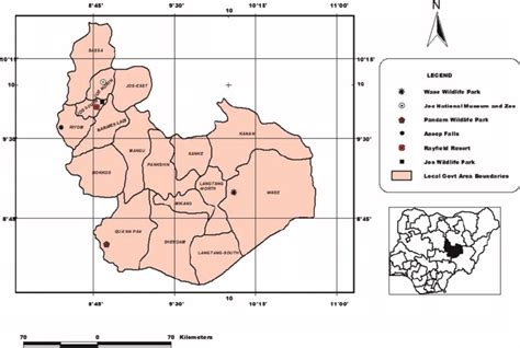 Map of Plateau State Showing Location of Some Tourist Centres ...