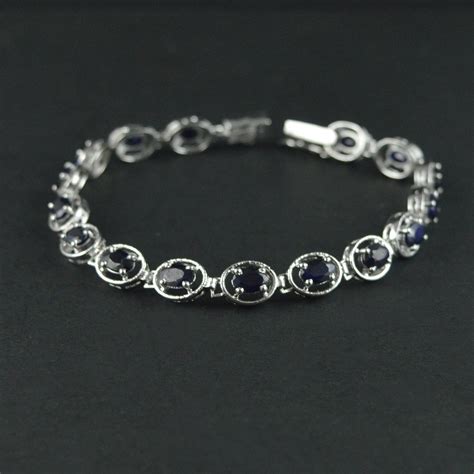 925 sterling silver bracelet Sapphire bracelet Sapphire | Etsy