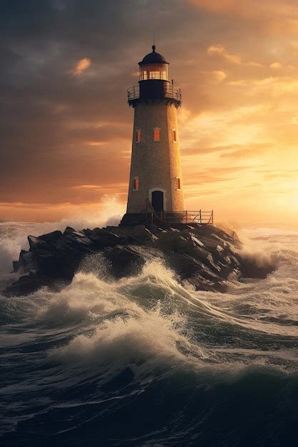 Premium AI Image | Lighthouse at sunset