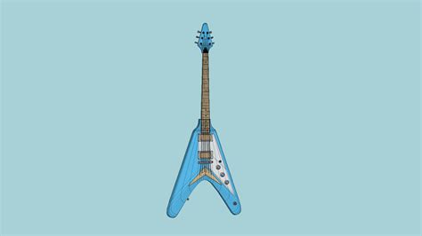 Flying V Electric Guitar 03 - Blue 3D Model by gsommer