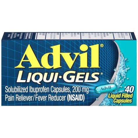 Advil Liqui-Gels Pain and Headache Reliever Ibuprofen, 200 Mg Liquid Filled Capsules, 40 Count ...