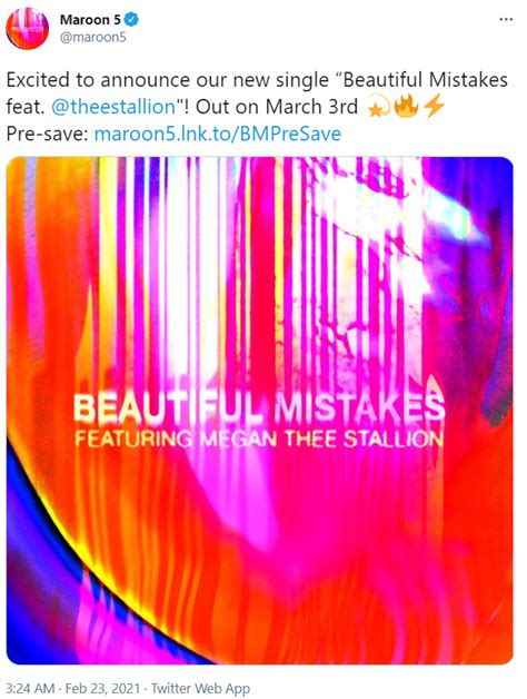 "Beautiful Mistakes" by Maroon 5 (ft. Megan Thee Stallion) - Song ...