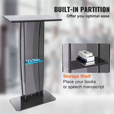 VEVOR Acrylic Podium, 47" Acrylic Podium Stand with Wide Reading ...