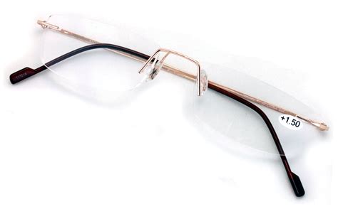 Full Rimless Lightweight Slim Sleek Low Profile Reading Glasses - Thin Classy Metal Smart ...