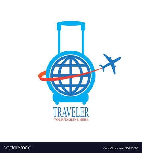 World travel logo design with travel bag Vector Image